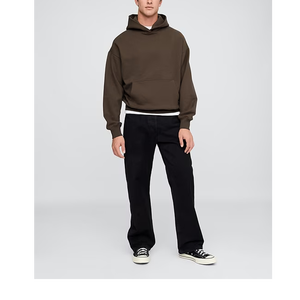 เสื้อมีฮู้ดสำหรับผู้ชายผ้าฝ้าย100% สีพื้นน้ำหนักเบาระบายอากาศได้ดีใช้กลางแจ้งฤดูใบไม้ผลิ - Product Image 3