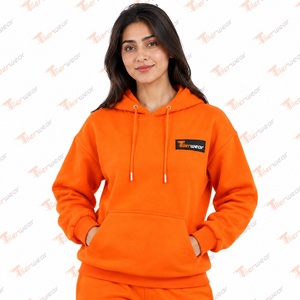 Ensemble sweat-shirt et pantalon en polaire orange pour femme, manches longues, couleur unie, coupe ample, décontracté, toutes saisons, 2 pièces - Product Image 5