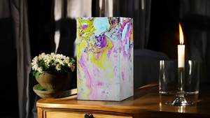 Urna de madera de mango hecha a mano Abstract Aqua Swirl Design Memorial Keepsake - Product Image 3