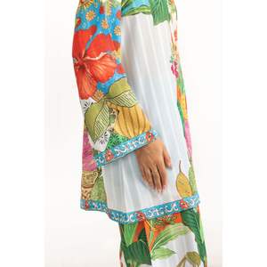 ชุดเซ็ตผ้าชีฟองพิมพ์ลายโดบี้สไตล์โบฮีเมียนสำหรับผู้หญิง สำหรับฤดูใบไม้ผลิ/ฤดูร้อน เสื้อทรงหลวมและกางเกงไซส์ XS ชุดแฟชั่นทันสมัยเนื้อผ้าหลากหลาย - Product Image 4