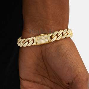 8,5mm 14K chapado en oro plata esterlina 925 VVS moissanita corte brillante Iced Cuban Link pulsera mujeres joyería fina de Hip Hop - Product Image 3