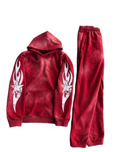 Trajes Deportivos Personalizados para Hombre, Lavados al Ácido, 100% Algodón, Felpa Francesa, Traje Deportivo Holgado con Cremallera, Pantalones Deportivos Anchos con Bolsillos Laterales - Product Image 1