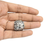 Bague plaquée oxydée en argent avec visage de lion Meilleur cadeau de Saint-Valentin pour bague de fiançailles à la mode pour hommes