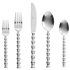 Couverts à poignée unique ronds faits à la main en métal argenté en acier inoxydable meilleurs ensembles de vaisselle de luxe de vente - Product Image 2