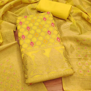 Cravate à col lourd pour femmes travail manuel Banarasi Chanderi robe en soie matériel pêche non cousu pour les occasions de fête - Product Image 1