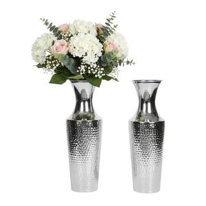 Jarrón de Piso de Metal Martillado Color Plata de la Más Alta Calidad, Macetas para Flores de Interior, Decoración Moderna para el Hogar y Regalo de Boda a un Precio Razonable - Product Image 1