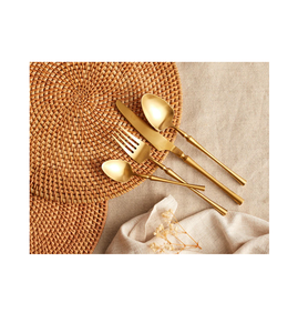 Ensemble de couverts en laiton doré Couverts de luxe en acier miroir Hôtel Restaurant Ustensiles alimentaires fabriqués à la main ensemble de couverts - Product Image 2