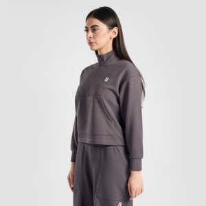Prime Women's Half Zip <b>Upper</b> Regular Fit Sweater Charcoal Color - Product Image 1