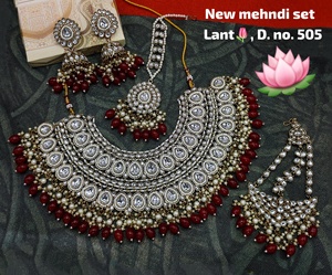 Conjunto de joyería chapada en oro Kundan tradicional indio y conjunto de collar de Gargantilla para mujeres y niñas accesorios indios joyería Mujer - Product Image 4