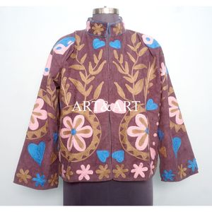 Floral Embroidery Button Cotrise Quilted Jacket Cotton Lining Handmade Winter Autumn Quick Dry Breathable Eco-Friendly Party - Product Image 1