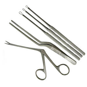 JACKBILLY Set 5 Outils d'oreille en acier inoxydable Pince crocodile Baïonnette Adson 3 Billeau Boucle d'oreille Curettes ENT Mol étranger - Product Image 6