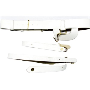 Ceinture de parade de luxe faite à la main de haute qualité en cuir de vache avec accessoires en alliage, ceinture de cérémonie blanche pour épée, bandoulière en cuir véritable - Product Image 1