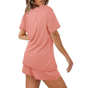 Conjuntos de verano con logotipo personalizado para mujer, camiseta de dos piezas, conjunto corto de mujer, conjuntos de pantalones cortos de motorista en blanco para mujer - Product Image 2