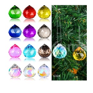 Boules de verre en cristal multicolore de 12 pièces, ornements suspendus d'arbre de Noël, décoration de fête de mariage d'arbre de Noël - Product Image 1