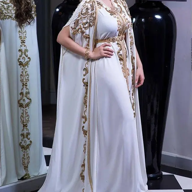 Vestido Dubai Abaya com caftan estilo marroquino, novo design, caftan com diamantes trabalhados para roupas femininas muçulmanas