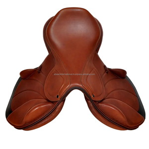 อานม้าหนังแท้สำหรับกระโดดพร้อมที่รองเข่าแบบม้วน อานม้าแบบอังกฤษสำหรับมืออาชีพ อานม้ากระโดดหนังแท้พร้อมที่รองเข่าแบบม้วนบุนวม - Product Image 3