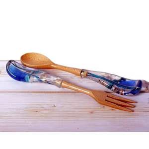 Saladier en bois nouveau design avec poignée en résine design unique Saladier en bois fait main nouveau design - Product Image 1