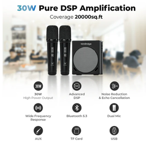 WinBridge S90 Speaker sistem PA portabel, 30W 2 mikrofon genggam nirkabel 5V pengisian USB AUX musik Play penguat suara - Product Image 2
