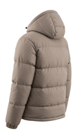Blouson matelassé non tissé à capuche pour homme, couleur unie, fermeture éclair, chaud, en nylon fini, vêtement d'extérieur décontracté avec logo frontal