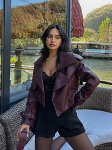 Fashionable Customized <b>Brown</b> Cow Skin <b>Leather</b> Canvas Bomber <b>Jacket</b> <b>Men</b> Waterproof Windproof - Product Image 2