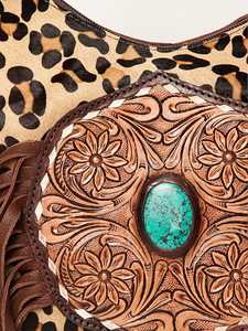 กระเป๋าหนังวัวสะพายไหล่ลายดอกไม้สไตล์ตะวันตกกระเป๋าถือสไตล์โบฮีเมียน - Product Image 3