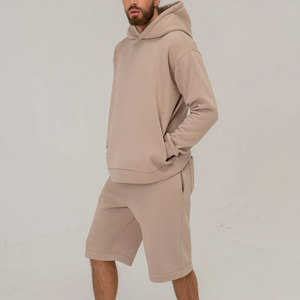 Sweat à capuche et short à porter quotidiennement deux pièces pour hommes Sweat à capuche uni et short assorti pour hommes - Product Image 2