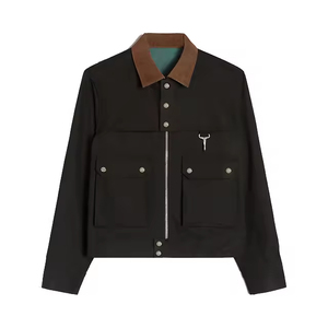 Veste matelassée coupe-vent à col montant et patte de boutonnage en tricot sur mesure pour homme, design exclusif, veste coupe-vent - Product Image 3