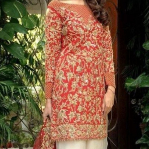 Magnifique KURTA LONG tendance avec pantalon orné de perles de verre cristal, DABKA, travail pour fête/mariage @ 2022 - Product Image 1