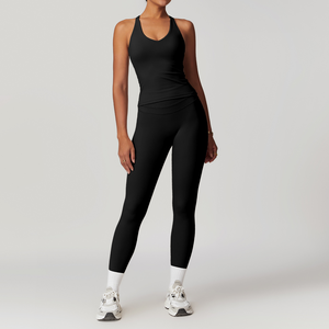 Ensemble de vêtements de sport pour femmes OEM, 2 pièces, soutien-gorge de sport sexy et leggings, taille élastique, couleur unie, séchage rapide et respirant - Product Image 6