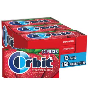 Chewing-gum sans sucre ORBIT à la fraise, emballé individuellement, paquets en vrac de chewing-gum, 12 paquets, 14 pièces chacun, 168 pièces au total - Product Image 3