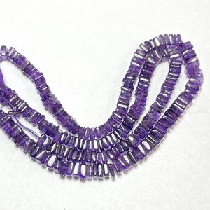 Cuentas Heishi cuadradas moradas de amatista Natural, piedras preciosas planas perforadas en el centro, hebra de 5mm, 6mm y 14 pulgadas para la fabricación de joyas - Product Image 4