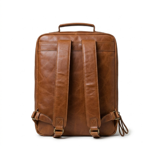 Mochila para Portátil de Cuero Genuino, Estilo Vintage, Unisex, Suave, Grande, Resistente al Agua, con Cierre de Cremallera, Duradera, Arqueada - Product Image 2
