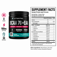 Poudre de BCAA EAA |   Complément alimentaire sportif à base d'acides aminés 8500 mg pour adultes |   OEM ODM Marque privée Étiquette propre Faible MOQ Végétalien