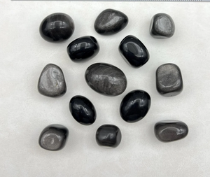 Piedra caída plata brillo obsidiana cristal Natural caída curación a granel guijarro ágata piedra preciosa Reiki Chakra cristal al por mayor - Product Image 5