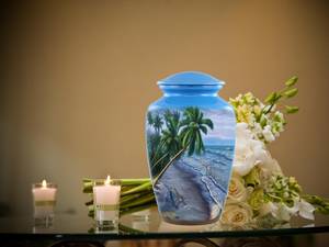 Urna de playa Paradise Urna tropical Urnas funerarias y de cremación conmemorativa para cenizas humanas de hasta 200 libras con bolsa - Product Image 5