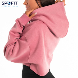 Sudadera Corta con Capucha para Mujer, 100% Algodón, Felpa, Mangas Largas, Secado Rápido, Transpirable, Ropa Urbana - Product Image 3