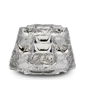 Plateau en métal artisanal de qualité supérieure pour accessoires de maison de luxe, plateau de décoration intérieure avec base à double texture par Zahid Exports India - Product Image 6