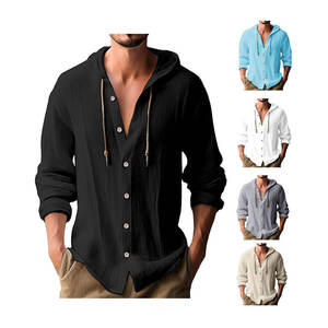<b>Men</b> Shirts <b>Long</b> <b>Sleeve</b> Solid Color Hoodie <b>Men's</b> Loose <b>Tops</b> Pullover Blouse T-shirt Casual Shirt With Button T-shirt for <b>men</b> - Product Image 2