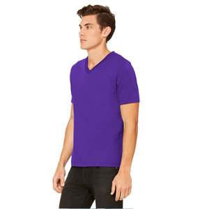 T-shirt col en V pour hommes à manches courtes avec logo personnalisé Chemises col en V violet T-shirt unisexe respirant T-shirt personnalisé unisexe - Product Image 2