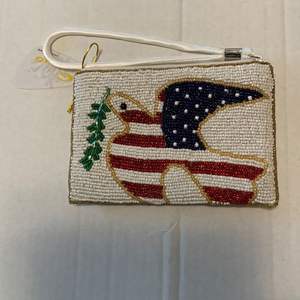 Beau sac porte-monnaie à paillettes avec drapeau américain du 4 juillet fait à la main Nouveau sac de maquillage pour dames avec broderie à la main Porte-monnaie - Product Image 6
