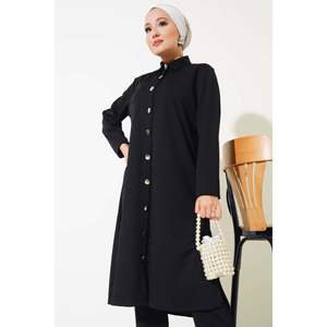 Tunic <b>Metal</b> <b>Buttoned</b> 2 Piece Set Black - Product Image 1