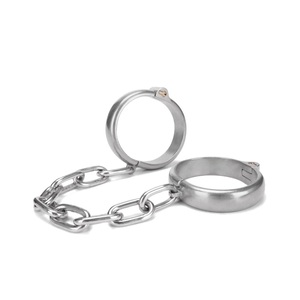 Stainless Steel <b>Bondage</b> Ankle Cuffs Lock for BDSM Metal Gear Restraints Kinky Ankle Cuffs with Chain - Product Image 4