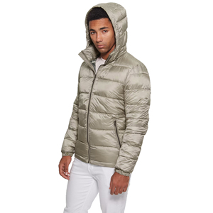 2025 Men's High Street Quilted Puffer <b>Jacket</b> <b>Thin</b> Lightweight Hooded Stand Trendy Custom Front Printing Eco-Friendly <b>Waterproof</b> - Product Image 4