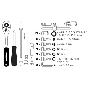 Set di Chiavi a Bussola e Punte da 1/4" 46 Pezzi - Product Image 6
