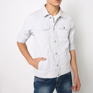 Veste en jean pour homme sur mesure OEM, effet délavé, denim blanc, coton, coupe ample, vintage, denim délavé, 2025 - Product Image 1