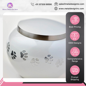 Diseño personalizado de alta calidad de color blanco plata hermosas urnas de cremación de aluminio para mantener las cenizas conmemorativas de la mascota de la India - Product Image 4