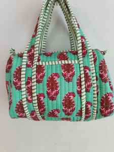 กระเป๋าถือสะพายไหล่ลายดอกไม้ขนาดเล็ก ผ้าฝ้ายเย็บลายแบบอินเดีย ทำมือสำหรับผู้หญิง มีซิปปิด เหมาะสำหรับไปทะเล งานแต่งงาน ตลาด หรือช้อปปิ้ง - Product Image 5