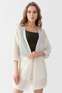 <span class=keywords><strong>Cardigan</strong></span> traforato <span class=keywords><strong>Beige</strong></span> di alta qualità da donna maglione a maglia <span class=keywords><strong>lungo</strong></span> Casual con motivo stampato Pullover Casual con Logo sul retro - Product Image 5