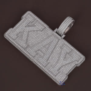 Tendencia 14KT oro blanco alfabético Hip Hop diamante colgante corte laboratorio cultivado diamantes con diseño helado joyería regalo - Product Image 5