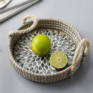 Bandejas decorativas de hierba marina, bandeja tejida de hierba marina, rafia, paja, contenedor para dormitorio y cocina - Product Image 6